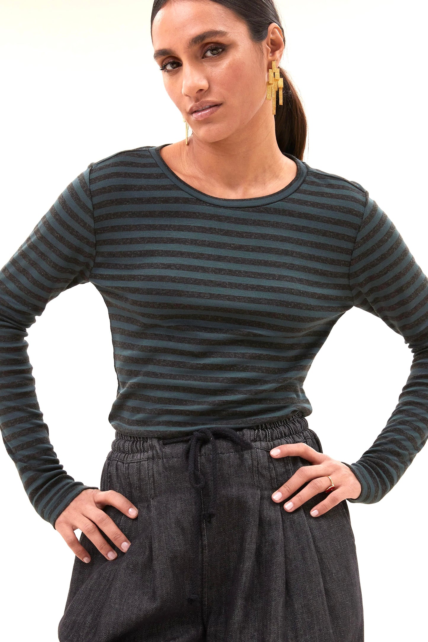 Langarmshirt Basic Melange Stripe BY-Bar Amsterdam